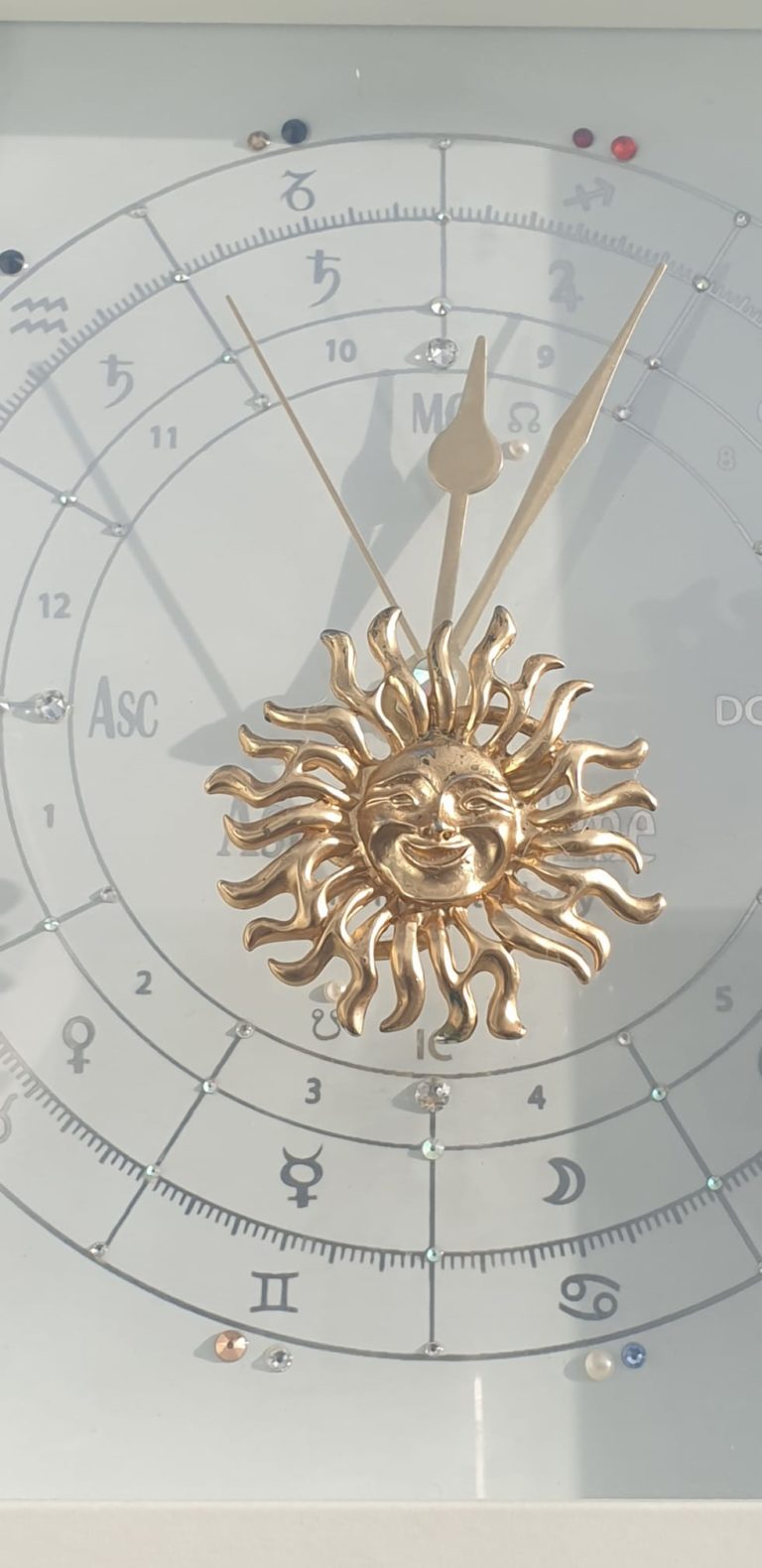 An image of a a golden sun in the centre with astrology symbols around